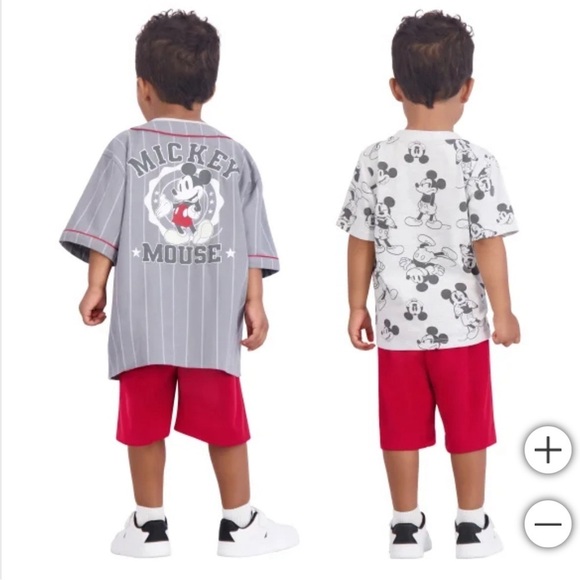 Disney‎ Mickey Mouse 3 Piece Set Tee, Baseball Jersey, Shorts NWT 4T - Picture 2 of 9